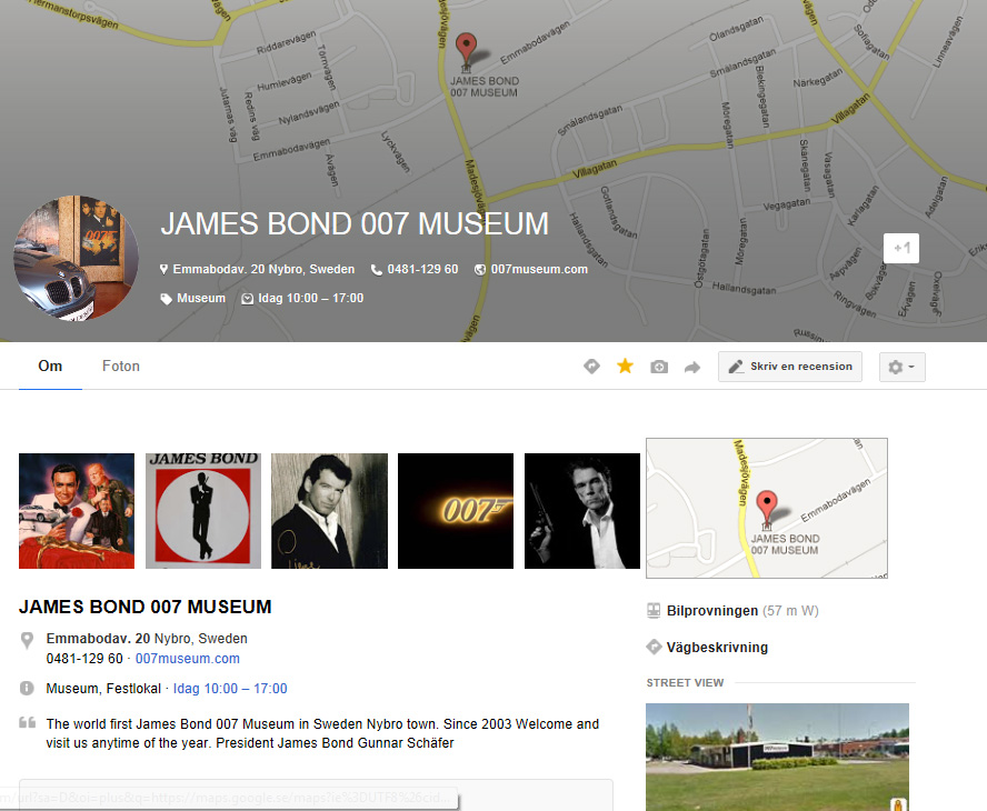 Travel to Sweden and visit the James Bond 007 Museum by airplane and train...