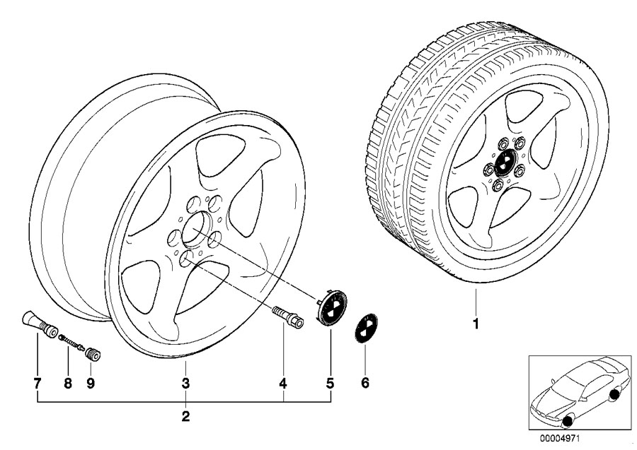 BMW Z3 Wheel Round Spoke 36111093525 Style 18 - Original BMW