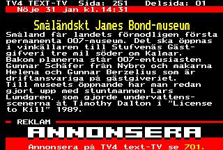 Text tv 4 Gunnar 007 Museum Sweden,Nybro