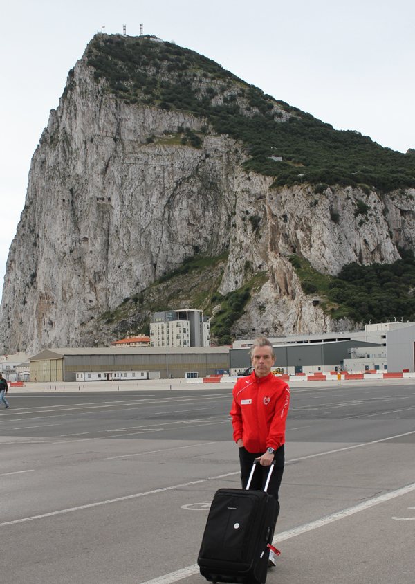 James Bond Gunnar Schfer  avrives at the Gibraltar Rock, here on in front of the Airport.