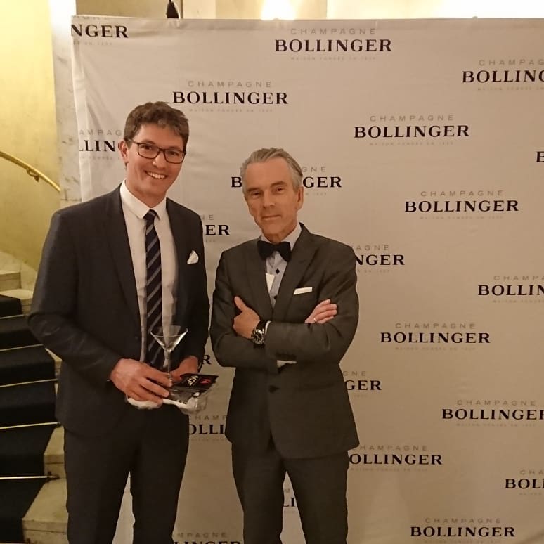 Bollingers exportchef Karl-Frédéric Reuter, Oprakällaren with CEO James Bond Gunnar Schäfer