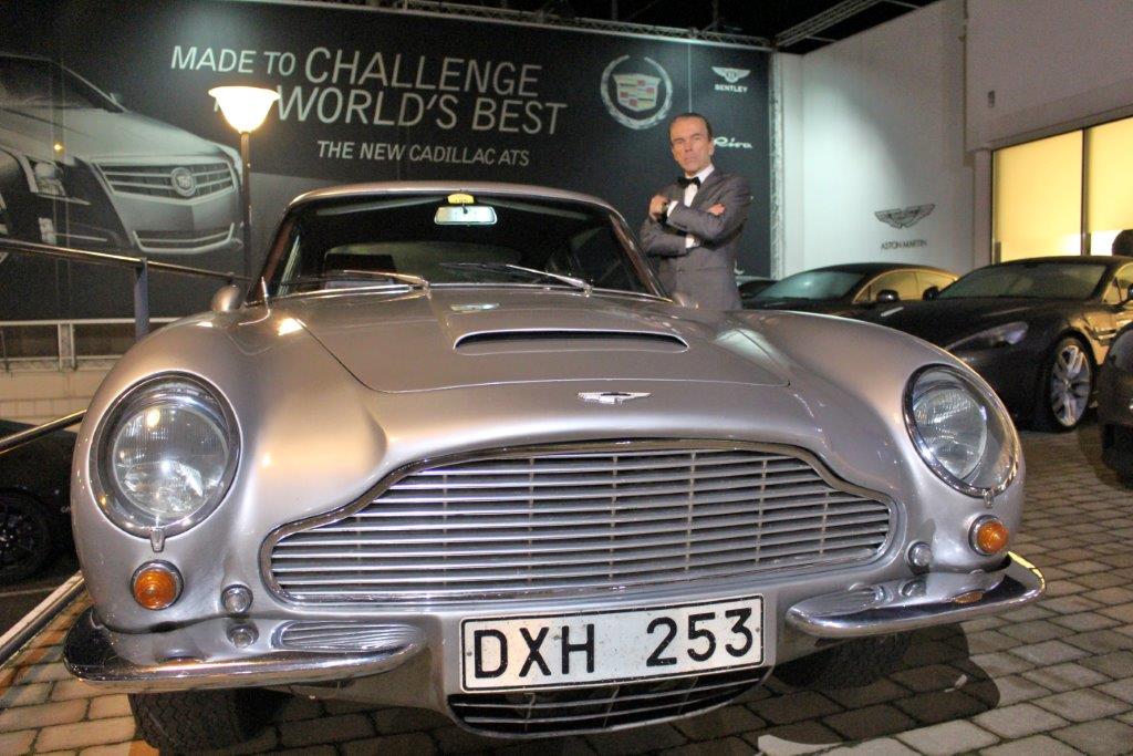Aston Martin DB5 with James Bond Gunnar Schäfer from James Bond 007 Museum in Nybro Sweden
