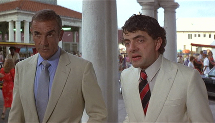 James Bond: Sean Connery    Nigel Small-Fawcett: Rowan Atkinson